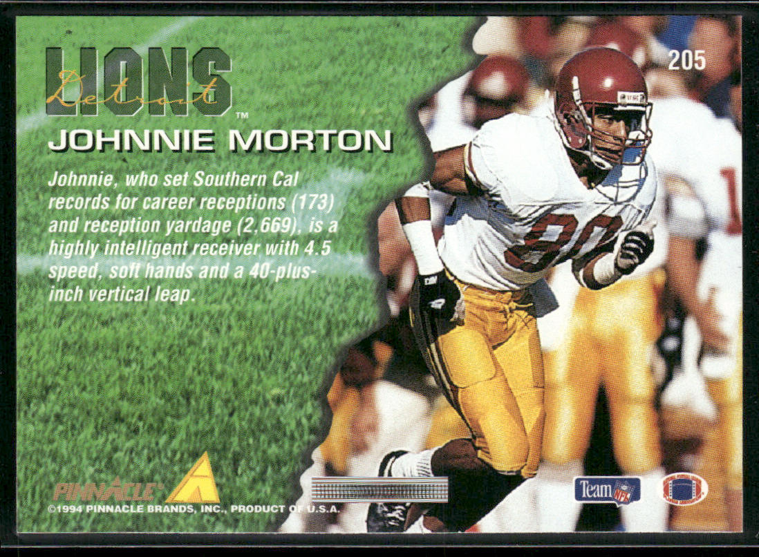 Johnnie Morton 1994 Pinnacle #205 RC Detroit Lions