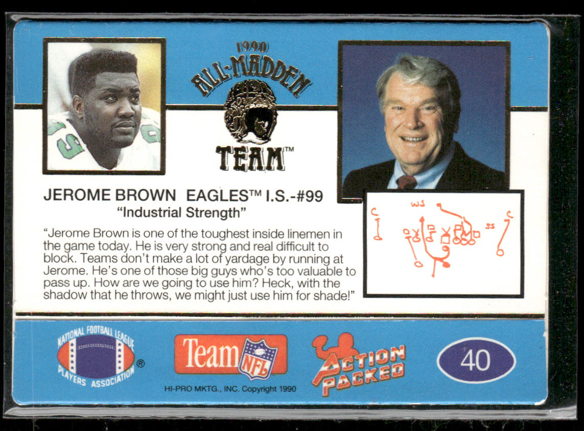 Jerome Brown 1990 Action Packed All-Madden #40 Philadelphia Eagles