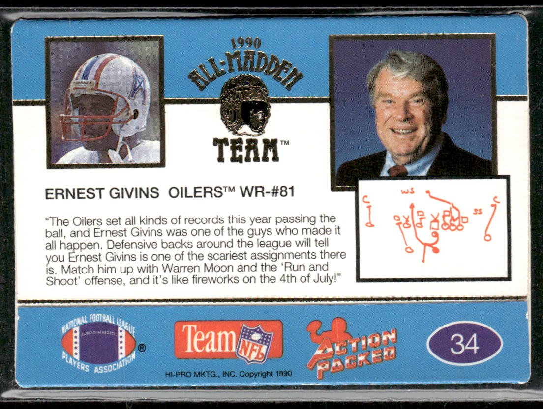 Ernest Givins 1990 Action Packed All-Madden #34 Houston Oilers