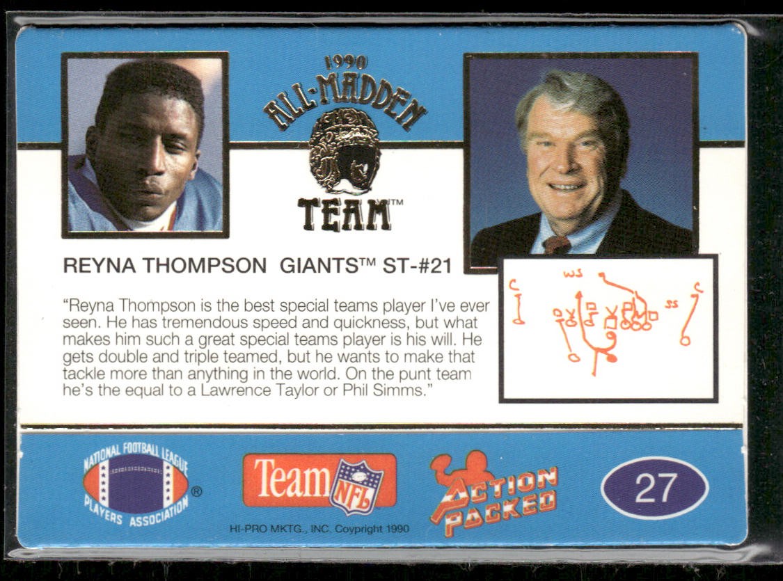 Reyna Thompson 1990 Action Packed All-Madden #27 New York Giants