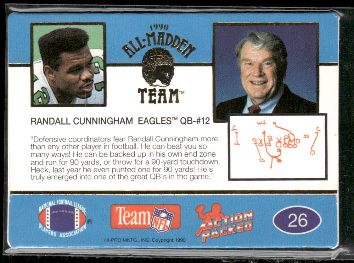 Randall Cunningham 1990 Action Packed All-Madden #26 Philadelphia Eagles