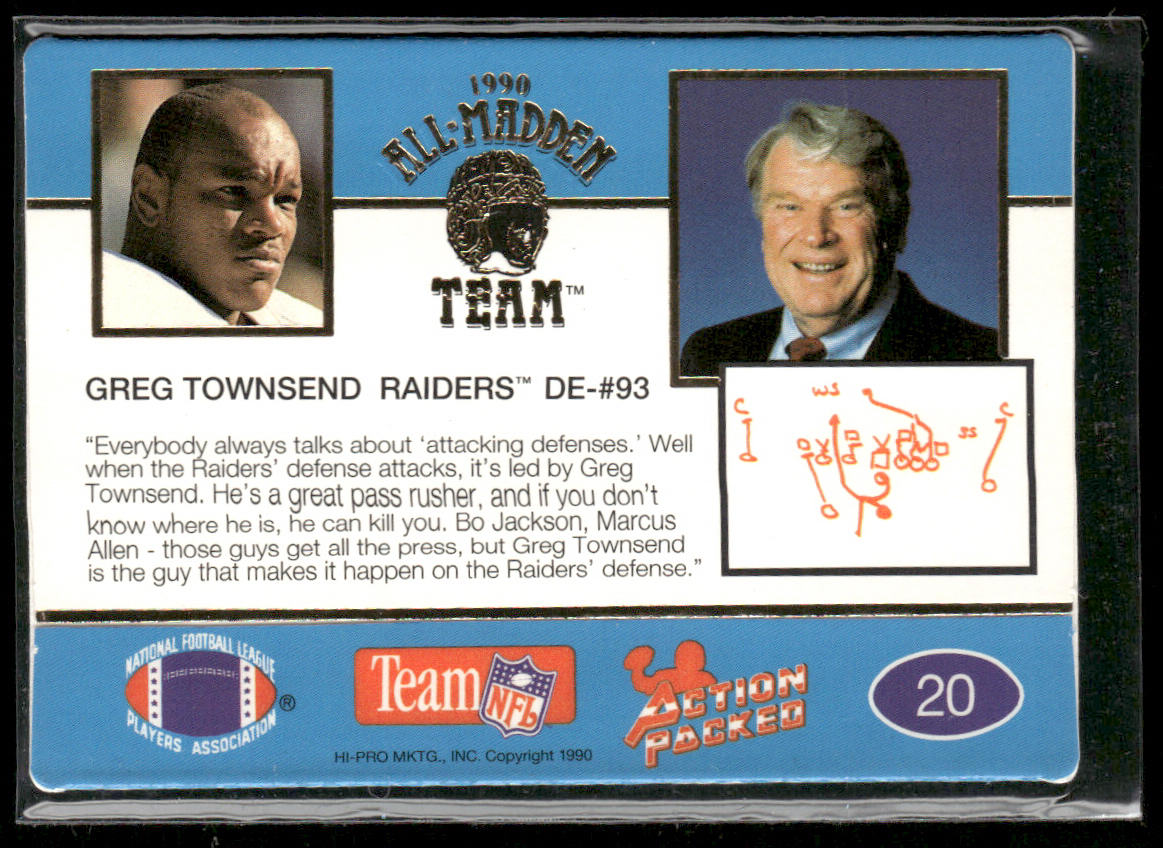 Greg Townsend 1990 Action Packed All-Madden #20 Los Angeles Raiders