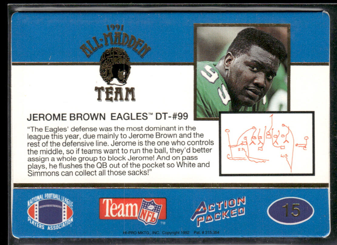 Jerome Brown 1991 Action Packed All-Madden #15 Philadelphia Eagles