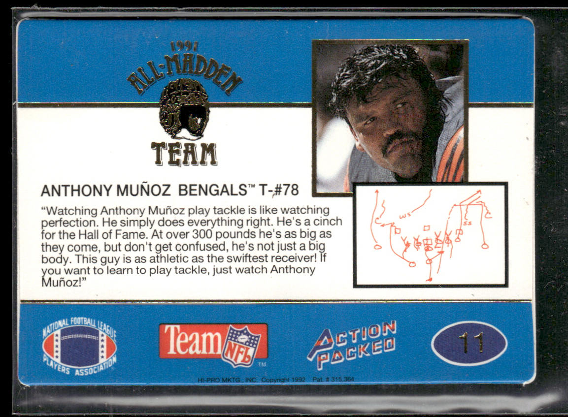 Anthony Munoz 1991 Action Packed All-Madden #11 Cincinnati Bengals