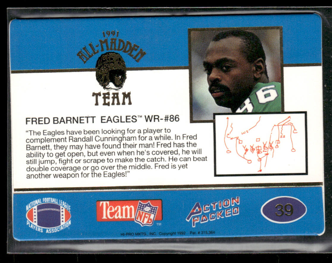Fred Barnett 1991 Action Packed All-Madden #39 Philadelphia Eagles