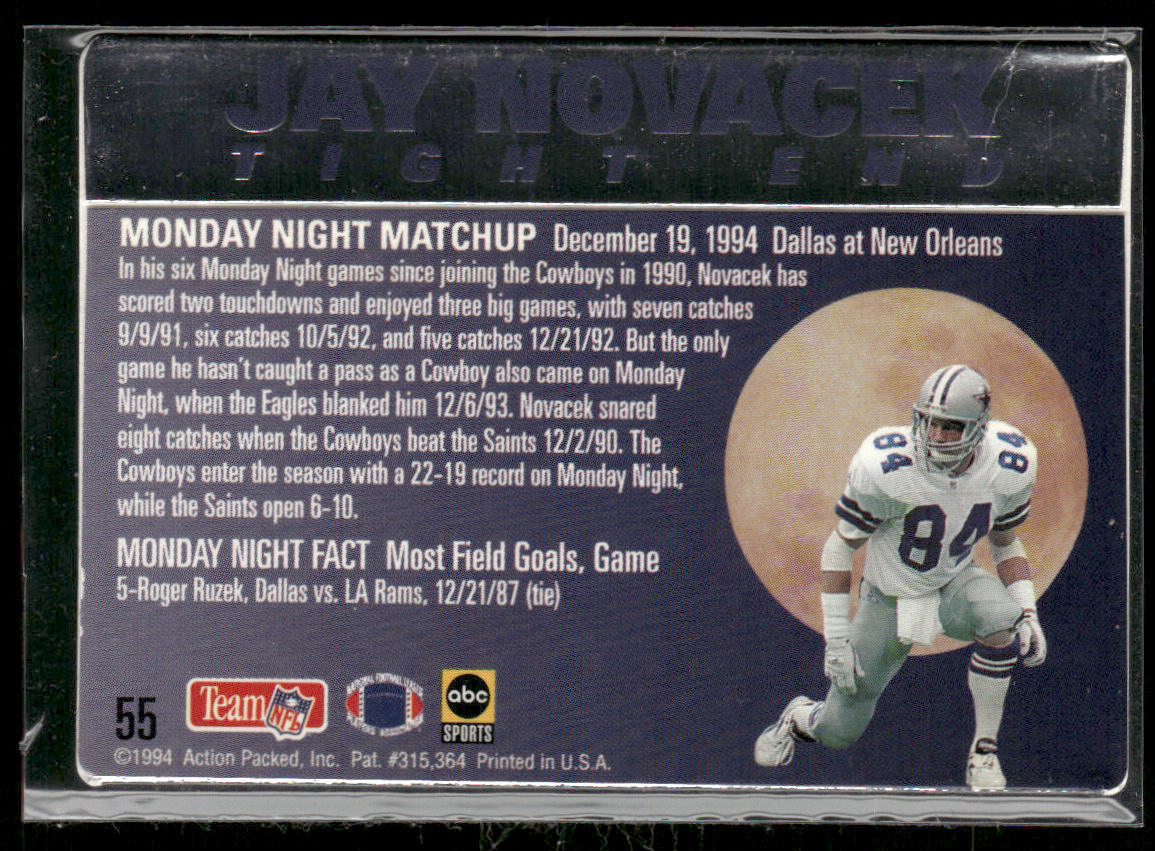 Jay Novacek 1994 Action Packed Monday Night Football #55 Dallas Cowboys