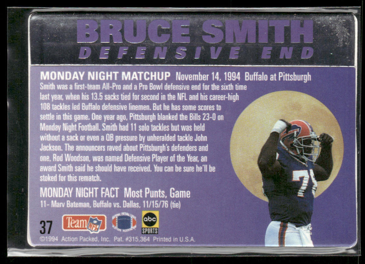 Bruce Smith 1994 Action Packed Monday Night Football #37 Buffalo Bills