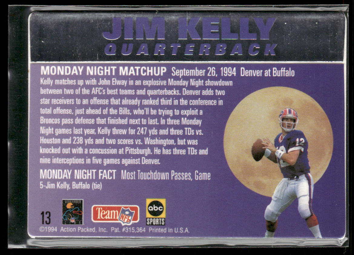 Jim Kelly 1994 Action Packed Monday Night Football #13 Buffalo Bills