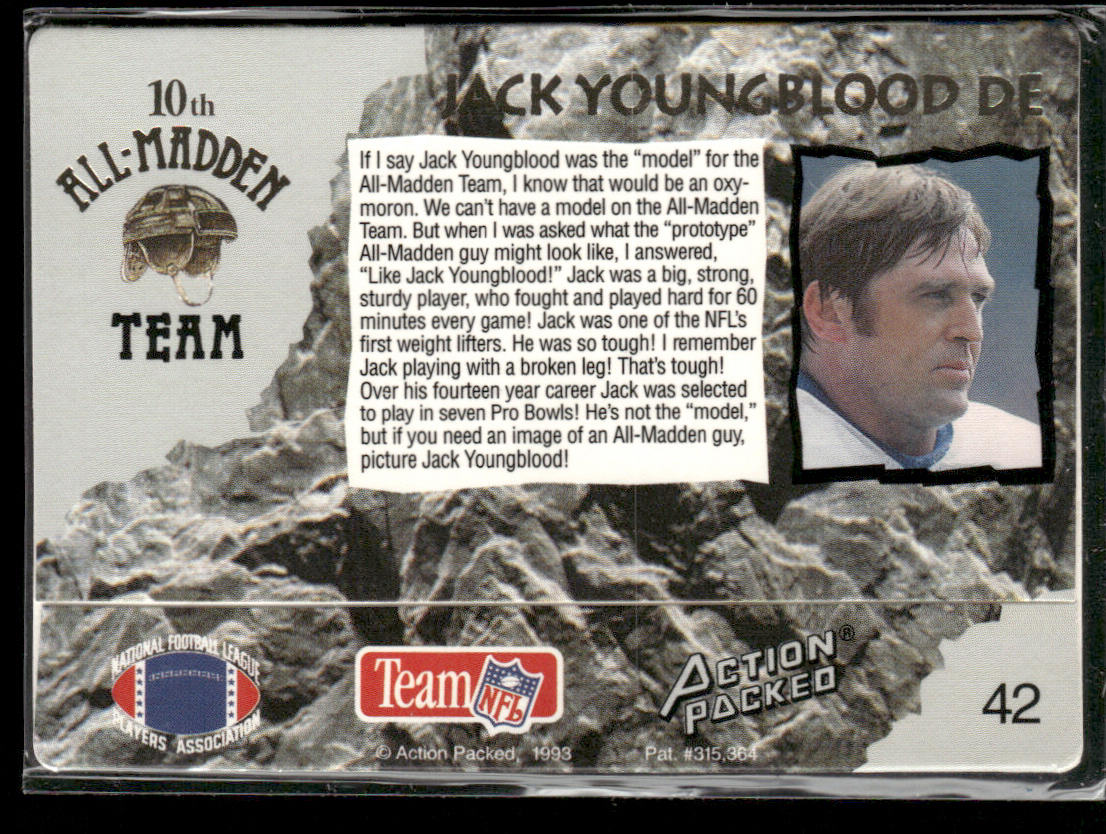 Jack Youngblood 1993 Action Packed All-Madden #42 Los Angeles Rams