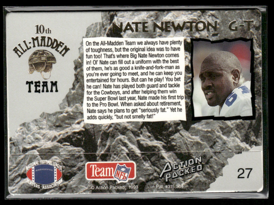 Nate Newton 1993 Action Packed All-Madden #27 Dallas Cowboys