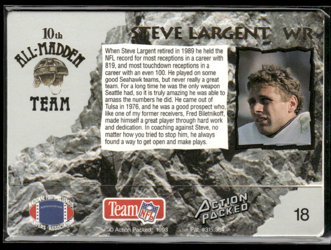Steve Largent 1993 Action Packed All-Madden #18 Seattle Seahawks