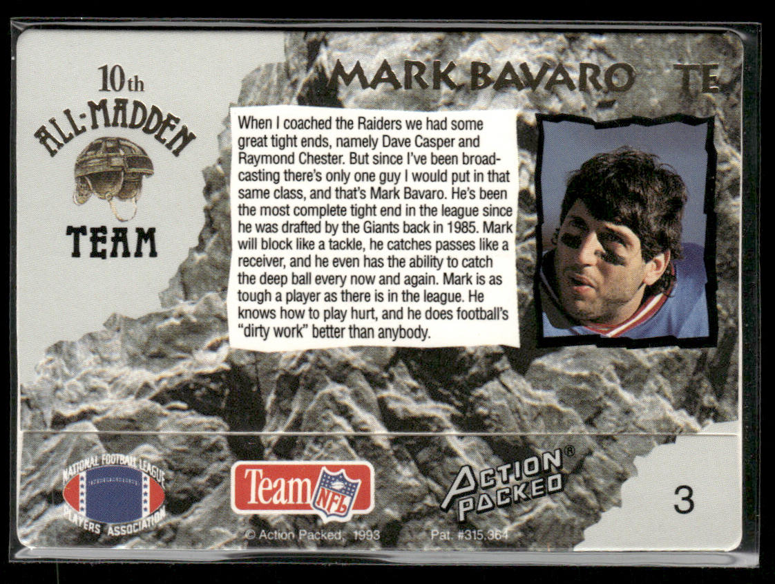 Mark Bavaro 1993 Action Packed All-Madden #3 New York Giants