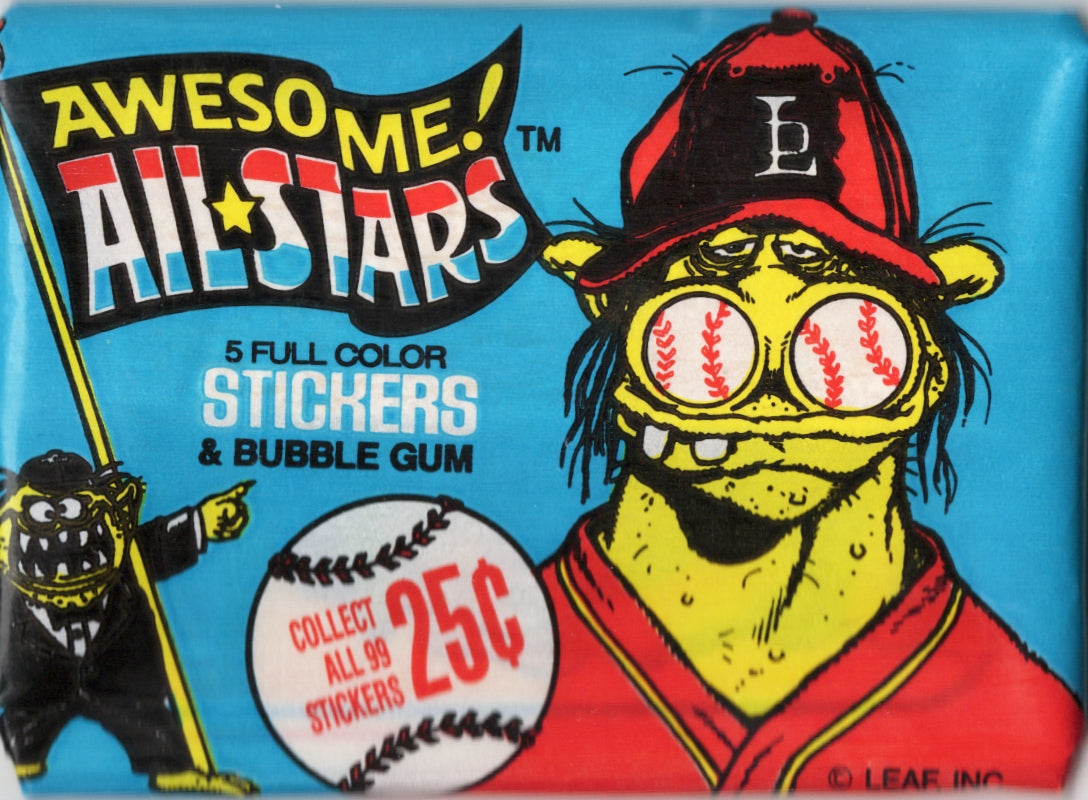 1988 Leaf Awesome! All-Stars Stickers & Bubble Gum Sealed Wax Pack - Tavern Collectibles