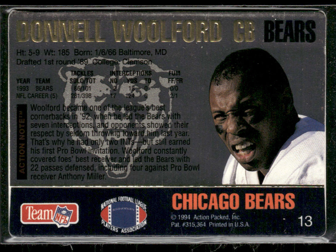 Donnell Woolford 1994 Action Packed #13 Chicago Bears