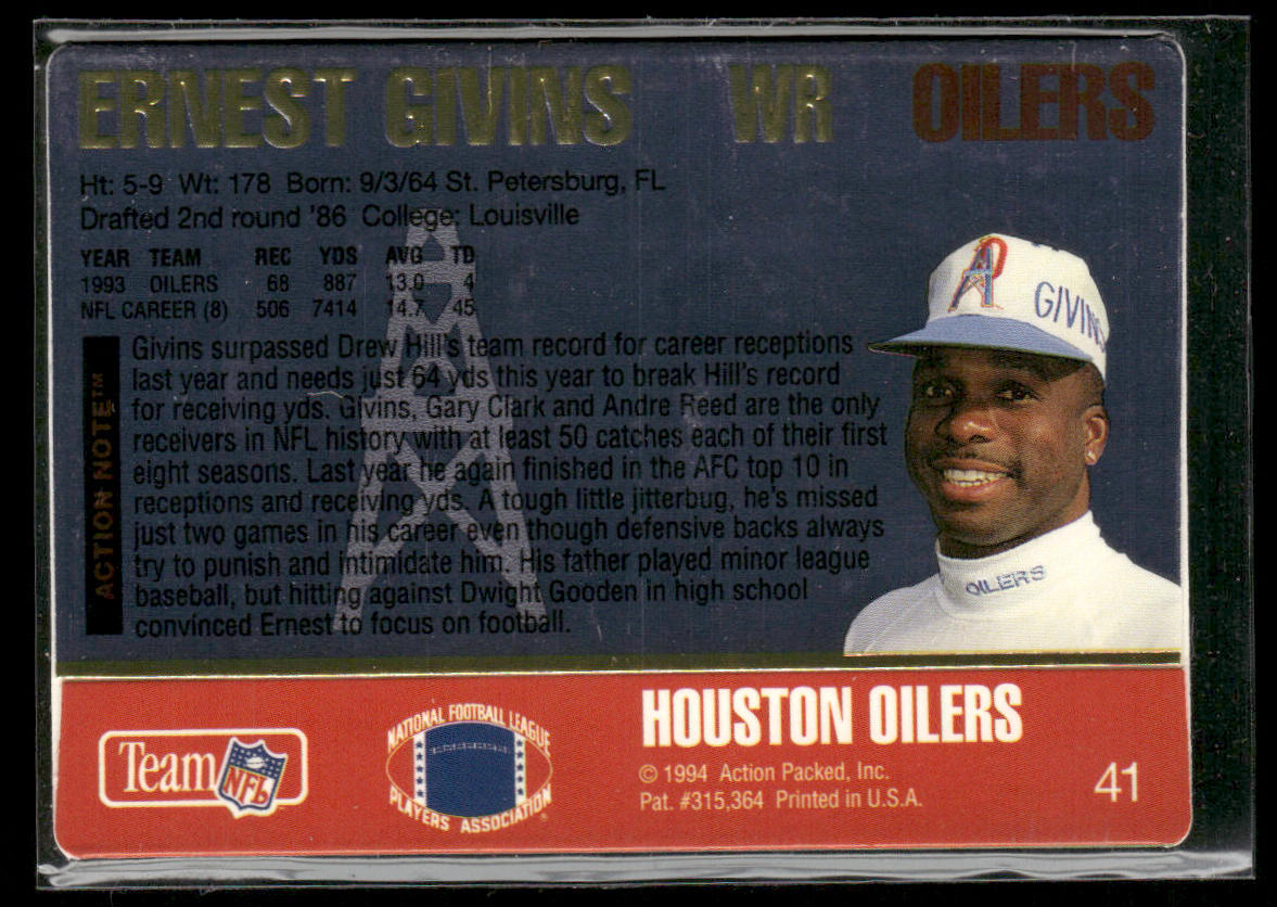 Ernest Givins 1994 Action Packed #41 Houston Oilers