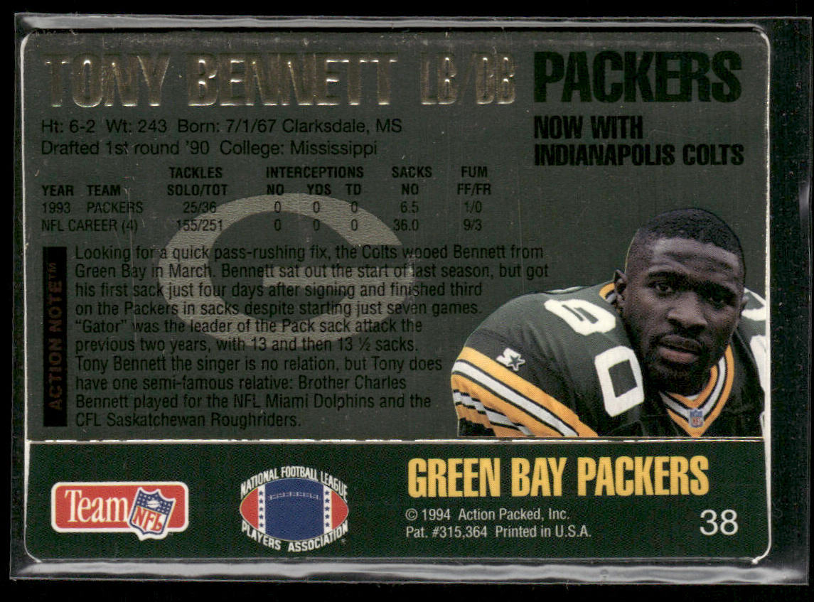 Tony Bennett 1994 Action Packed #38 Indianapolis Colts