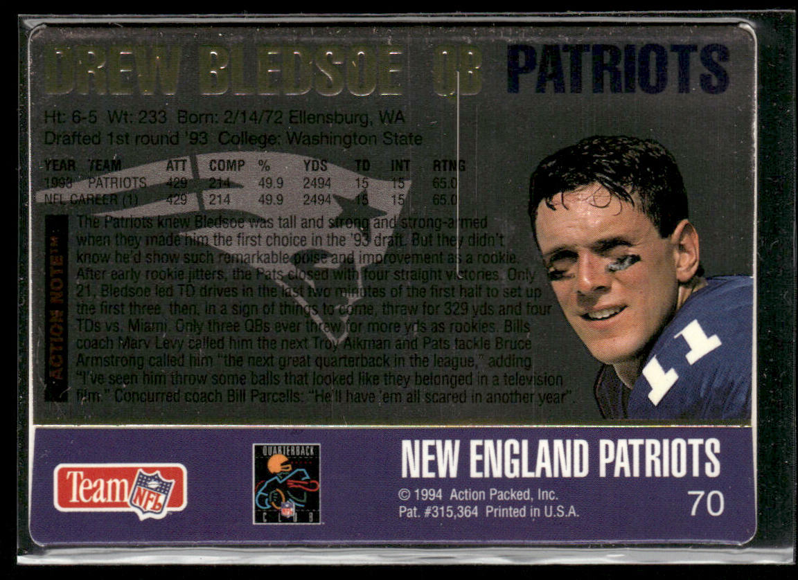 Drew Bledsoe 1994 Action Packed #70 New England Patriots