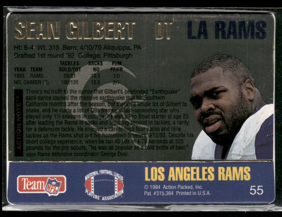Sean Gilbert 1994 Action Packed #55 Los Angeles Rams