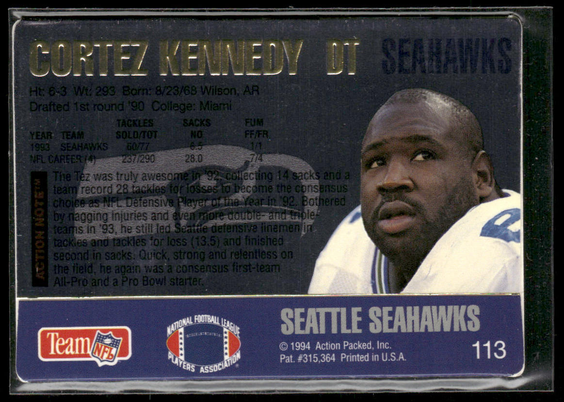 Cortez Kennedy 1994 Action Packed #113 Seattle Seahawks