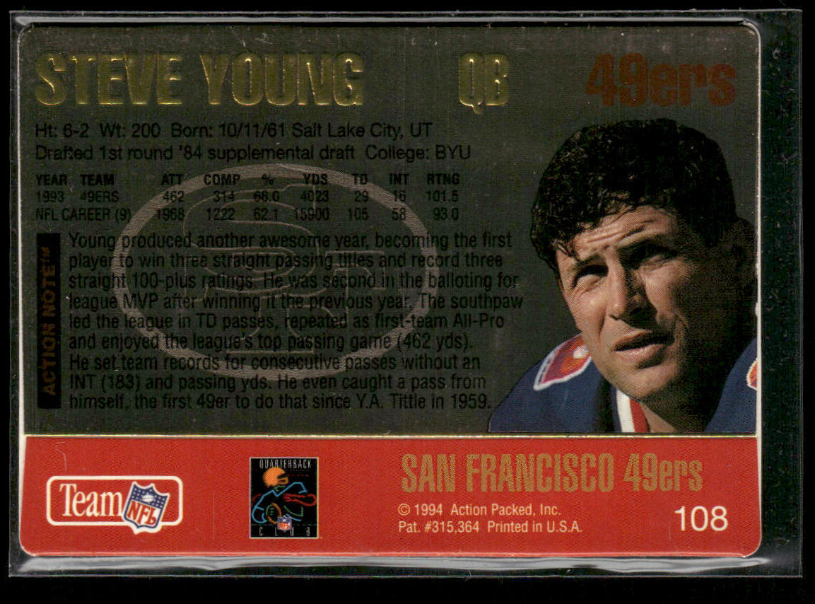 Steve Young 1994 Action Packed #108 San Francisco 49ers