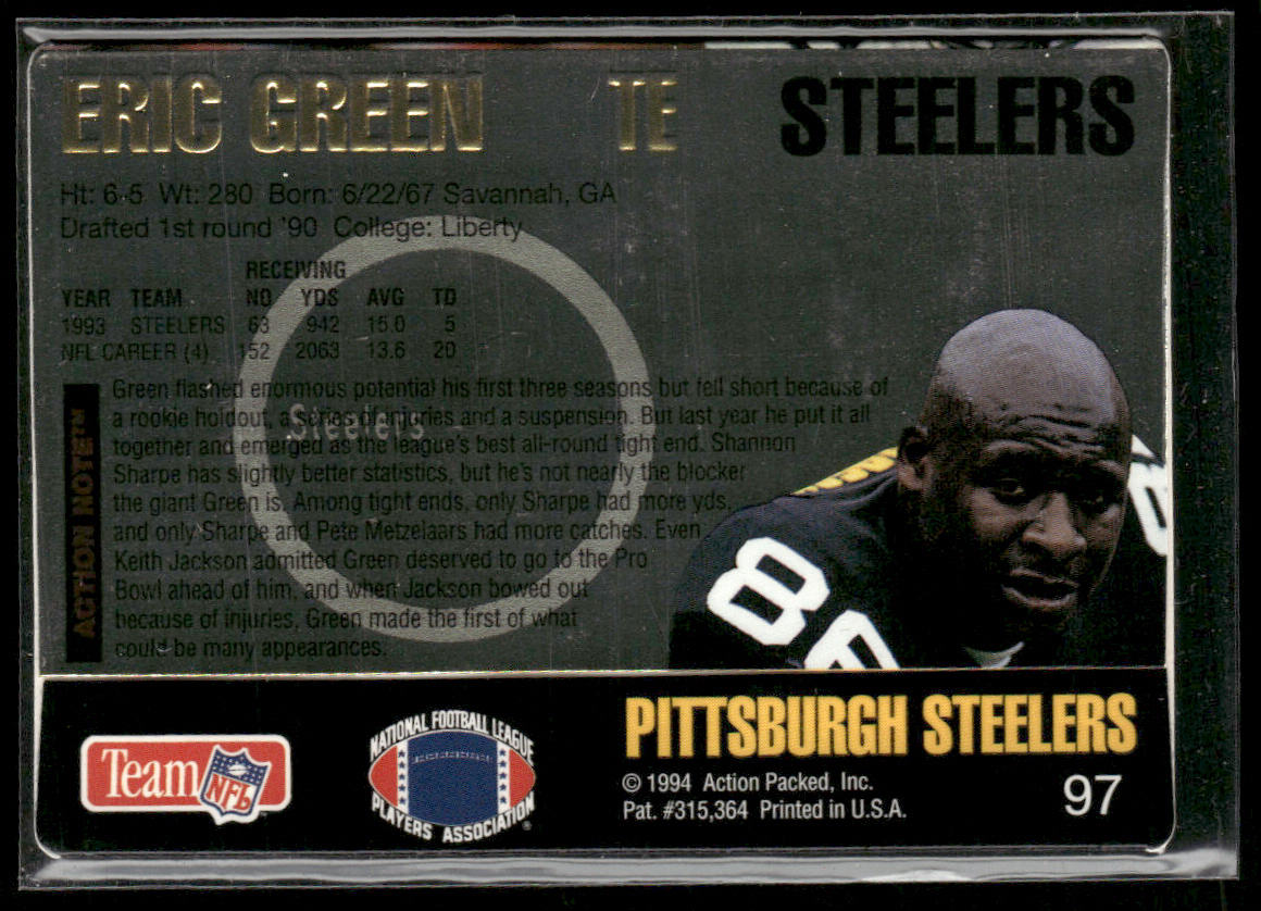 Eric Green 1994 Action Packed #97 Pittsburgh Steelers