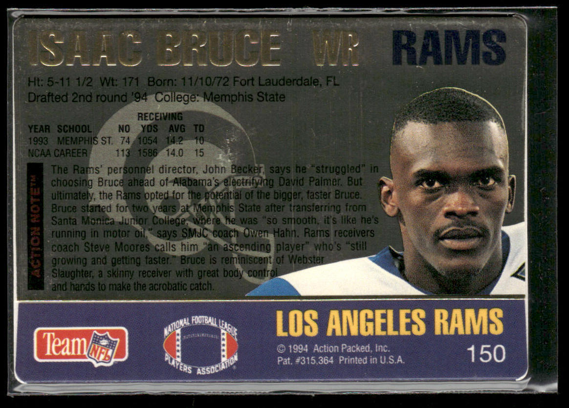 Isaac Bruce 1994 Action Packed #150 RC Los Angeles Rams