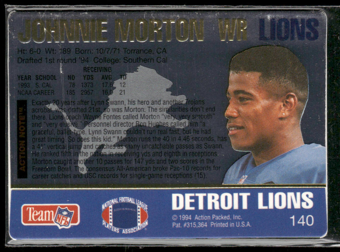 Johnnie Morton 1994 Action Packed #140 RC Detroit Lions