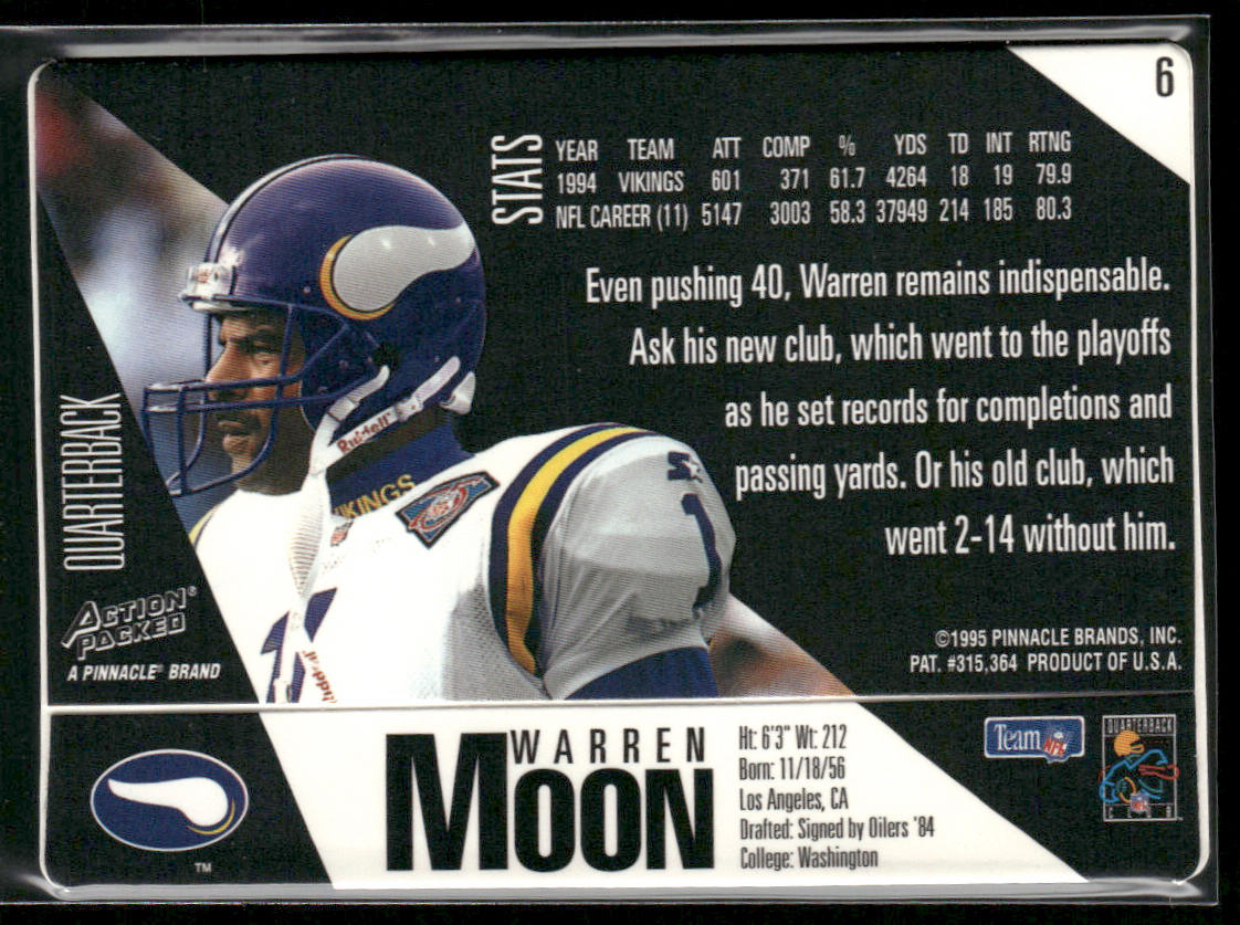 Warren Moon 1995 Action Packed #6 Minnesota Vikings