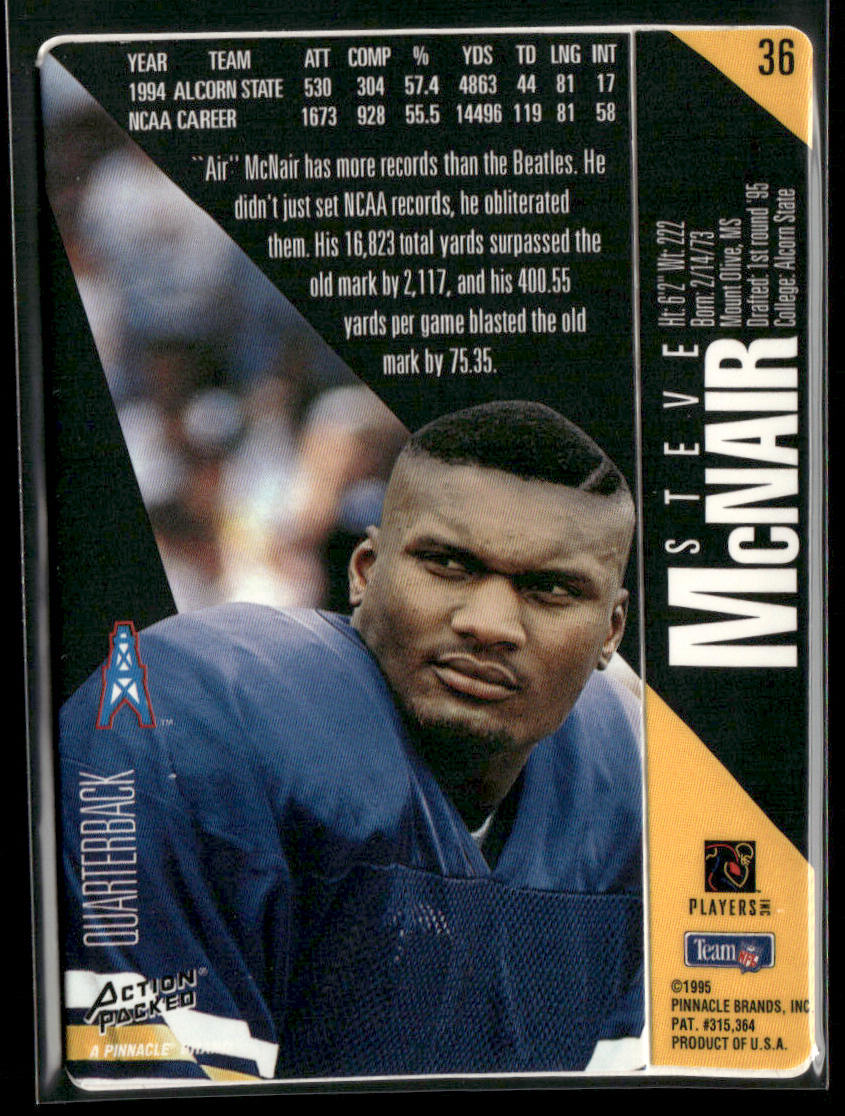 Steve McNair 1995 Action Packed #36 RC Houston Oilers