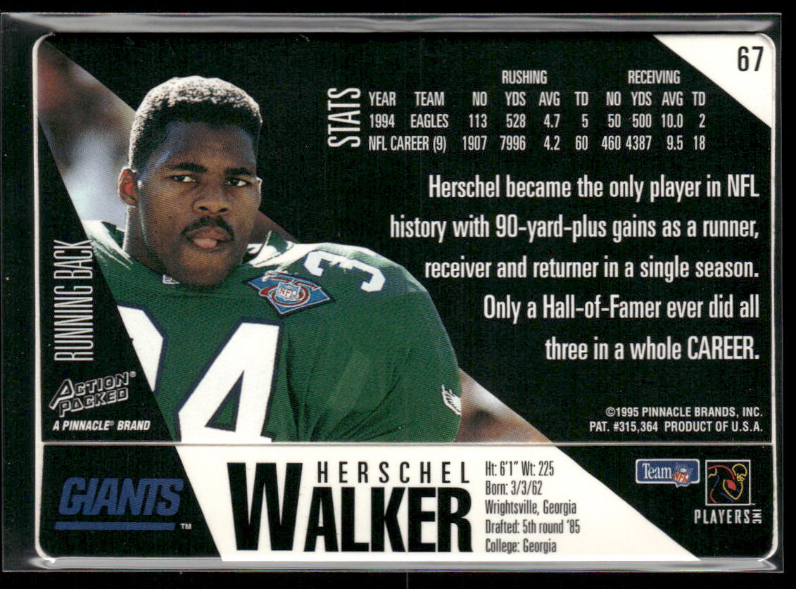 Herschel Walker 1995 Action Packed #67 New York Giants