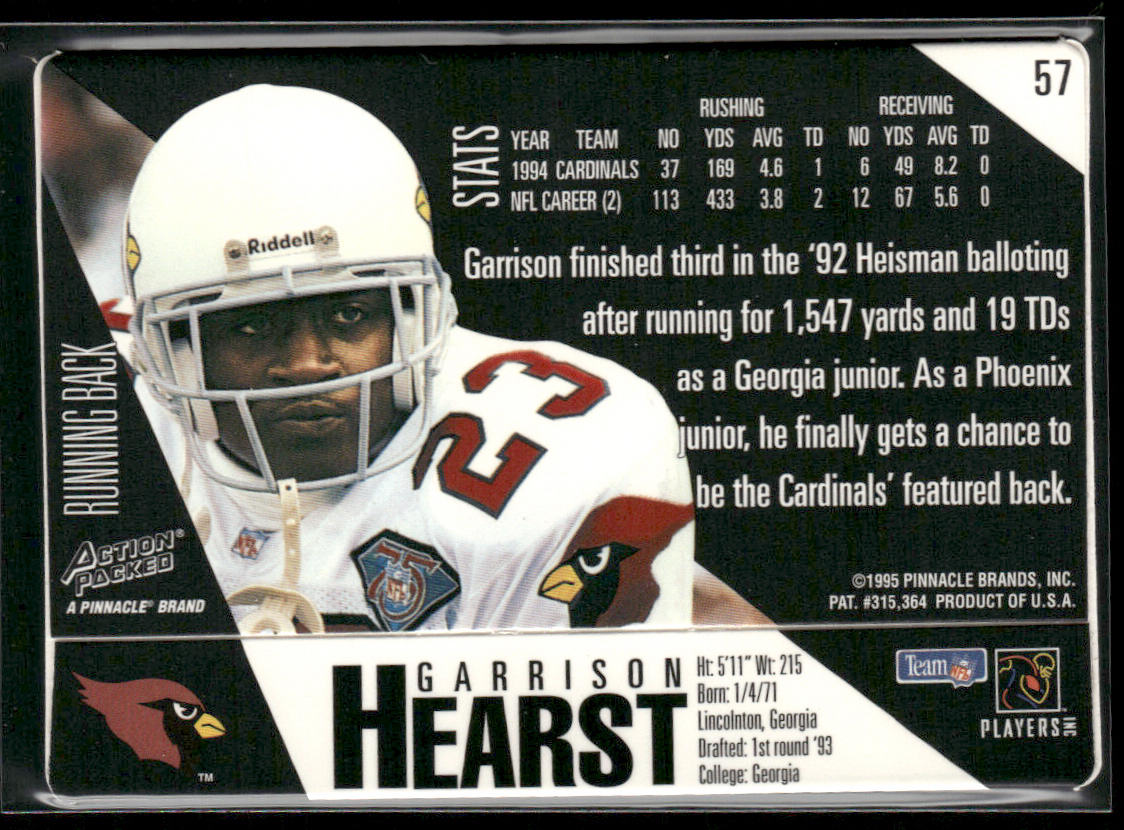 Garrison Hearst 1995 Action Packed #57 Arizona Cardinals