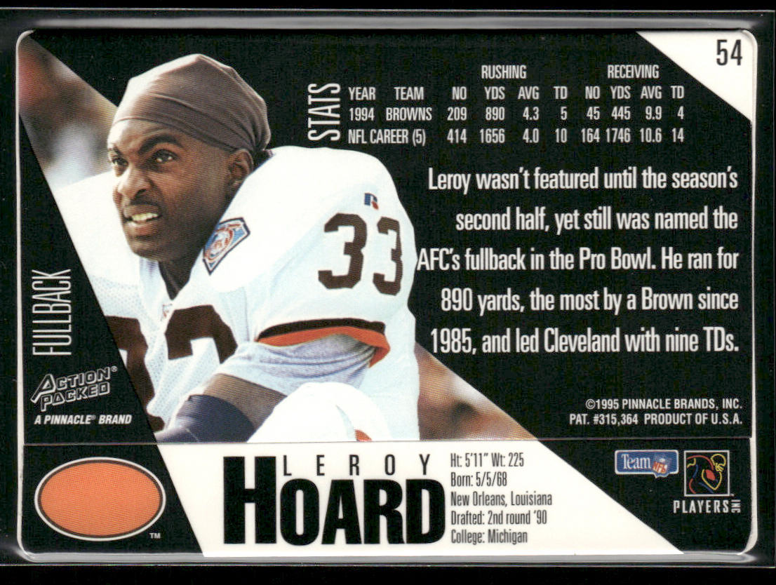 Leroy Hoard 1995 Action Packed #54 Cleveland Browns