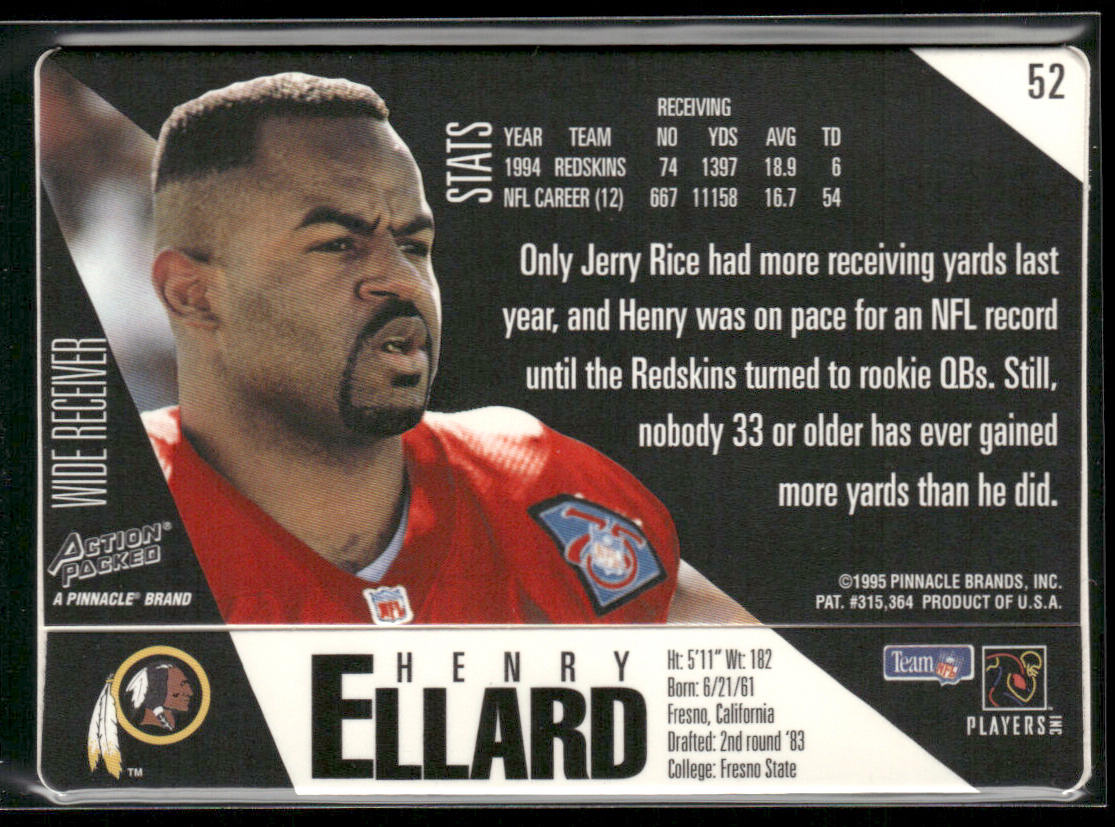 Henry Ellard 1995 Action Packed #52 Washington Redskins