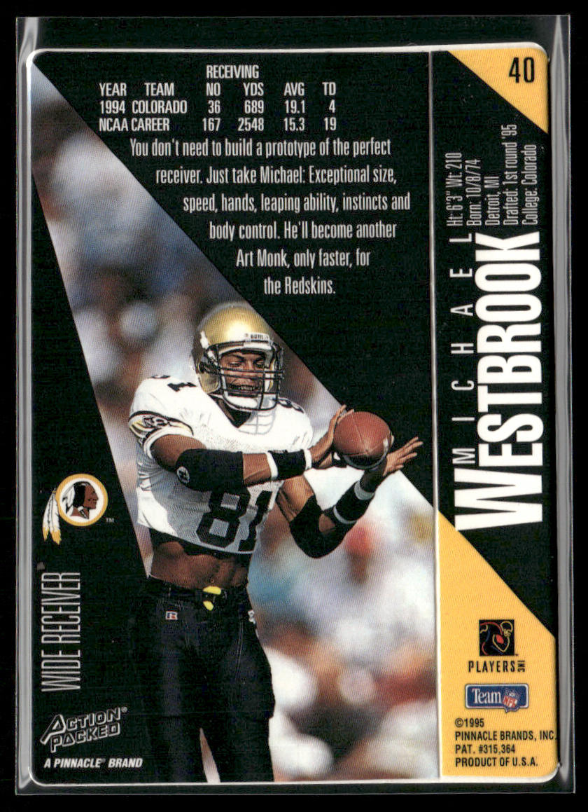 Michael Westbrook 1995 Action Packed #40 RC Washington Redskins