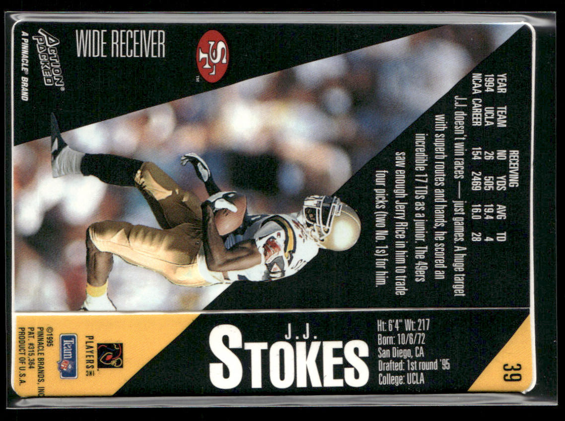 J.J. Stokes 1995 Action Packed #39 RC San Francisco 49ers