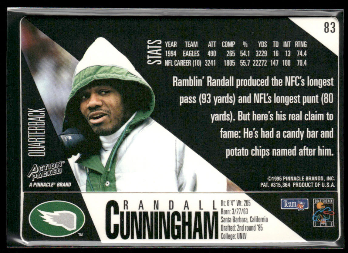 Randall Cunningham 1995 Action Packed #83 Philadelphia Eagles