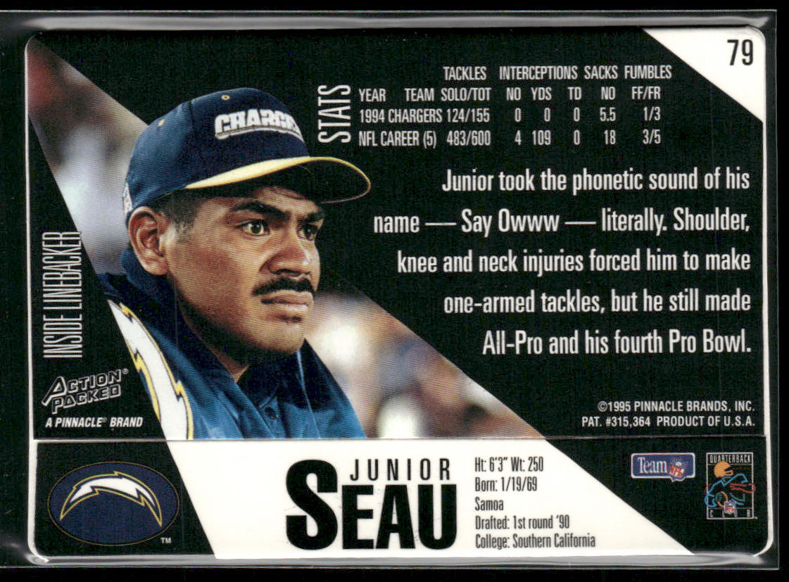 Junior Seau 1995 Action Packed #79 San Diego Chargers