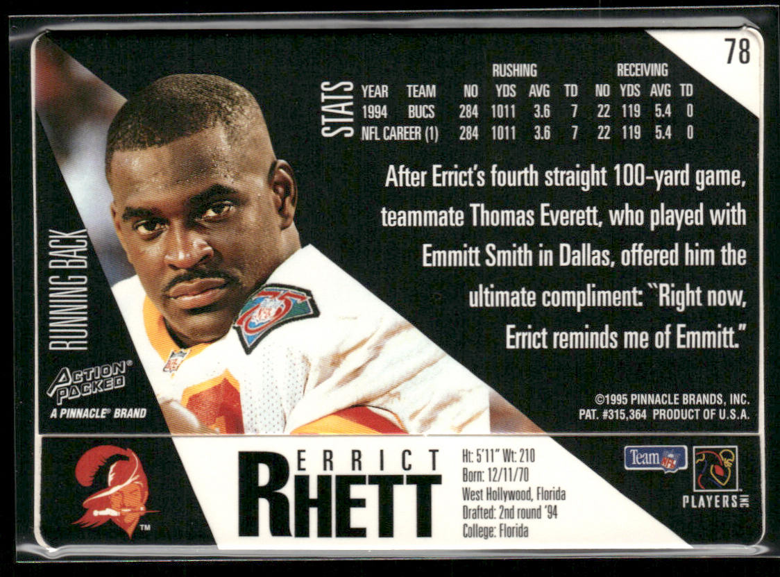 Errict Rhett 1995 Action Packed #78 Tampa Bay Buccaneers