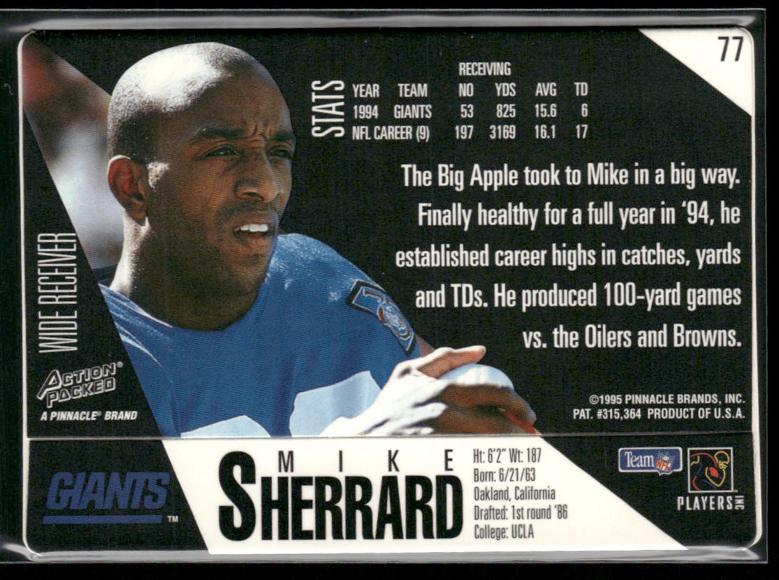 Mike Sherrard 1995 Action Packed #77 New York Giants