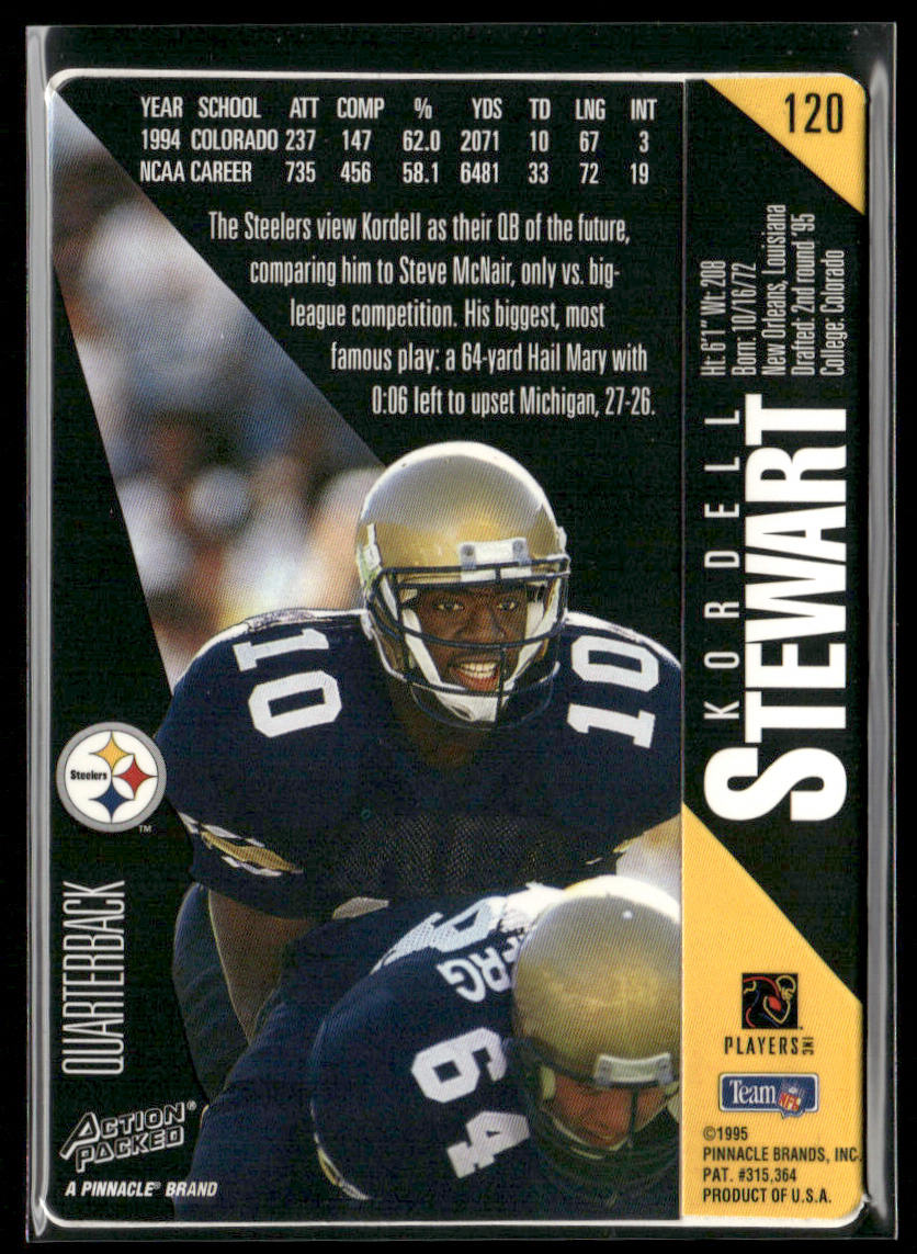 Kordell Stewart 1995 Action Packed #120 RC Pittsburgh Steelers