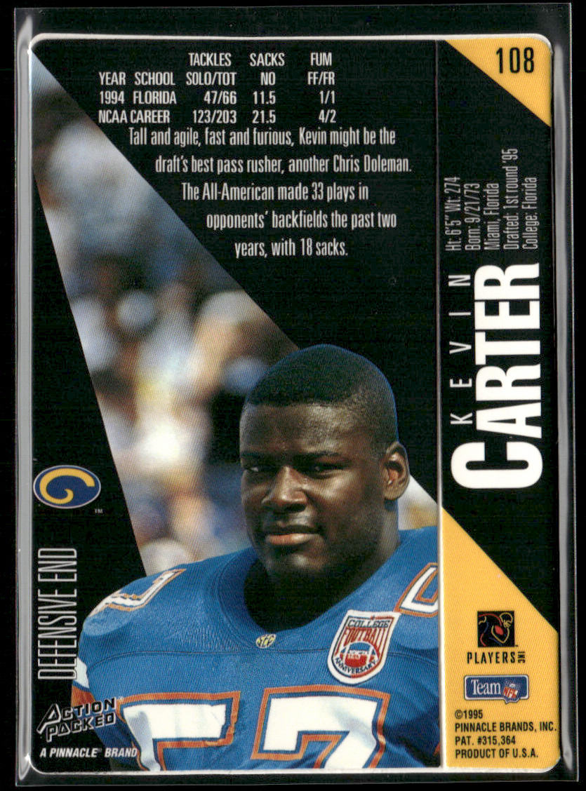 Kevin Carter 1995 Action Packed #108 RC St. Louis Rams