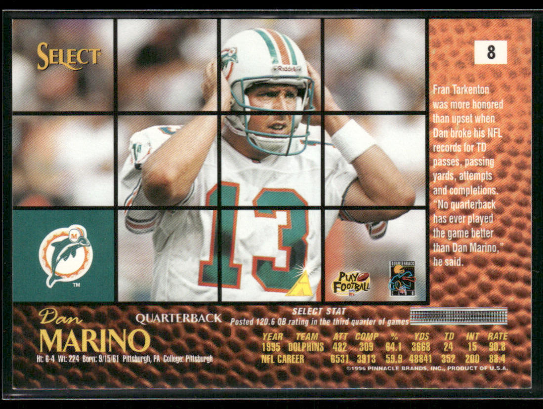 Dan Marino 1996 Select #8 Miami Dolphins