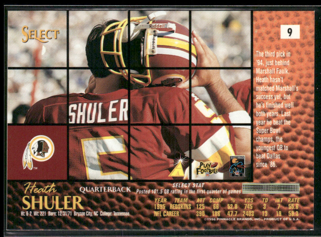 Heath Shuler 1996 Select #9 Washington Redskins