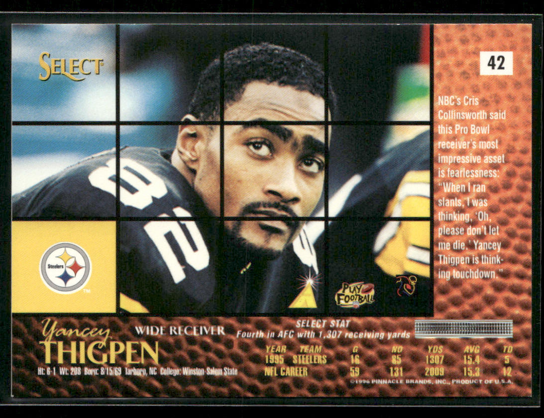 Yancey Thigpen 1996 Select #42 Pittsburgh Steelers