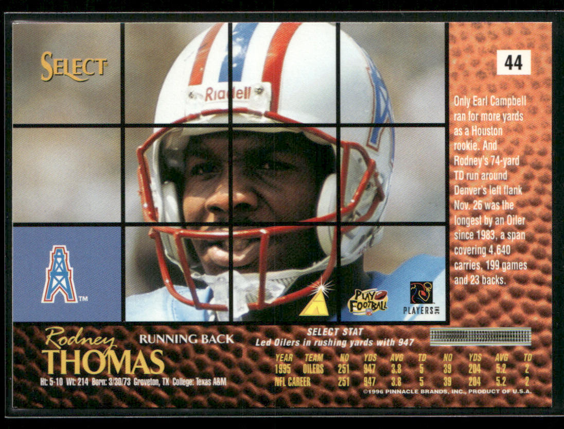 Rodney Thomas 1996 Select #44 Houston Oilers
