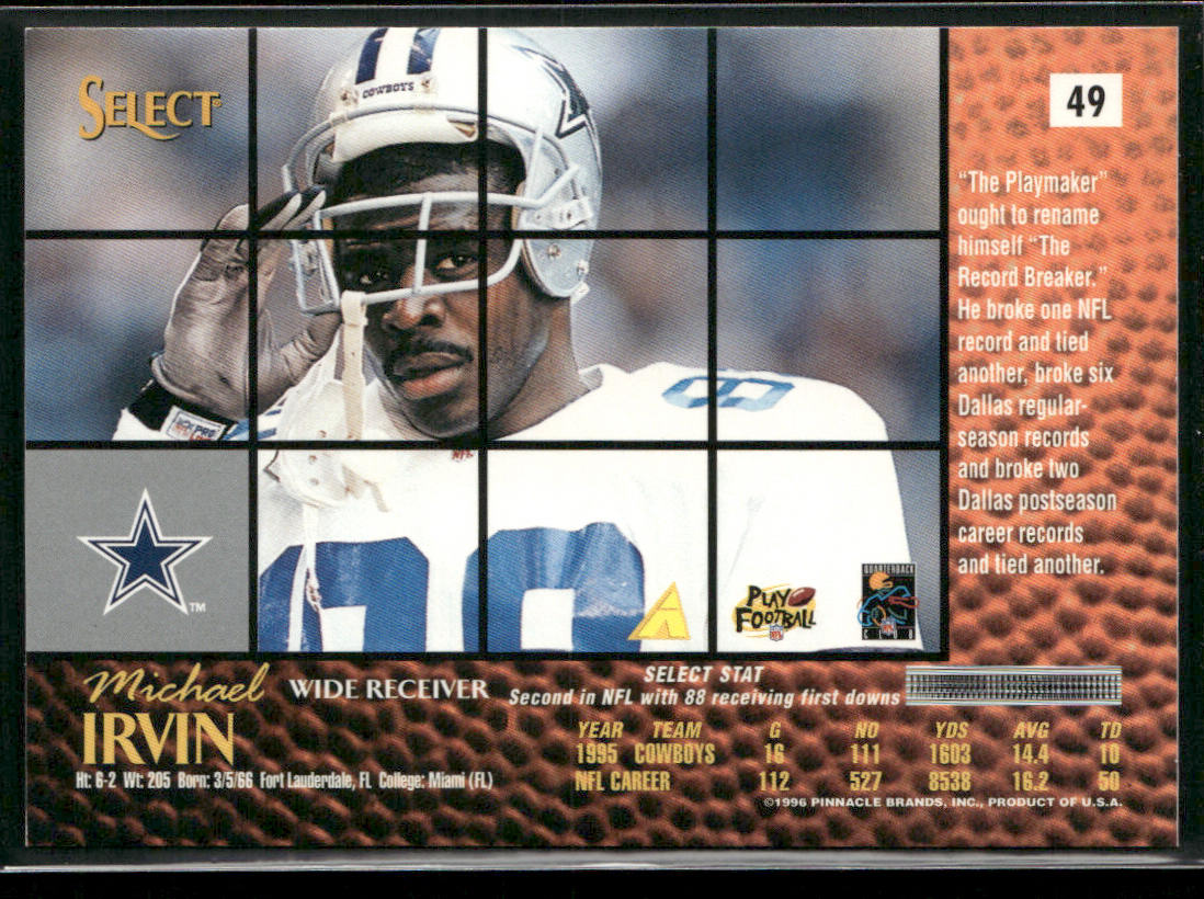 Michael Irvin 1996 Select #49 Dallas Cowboys