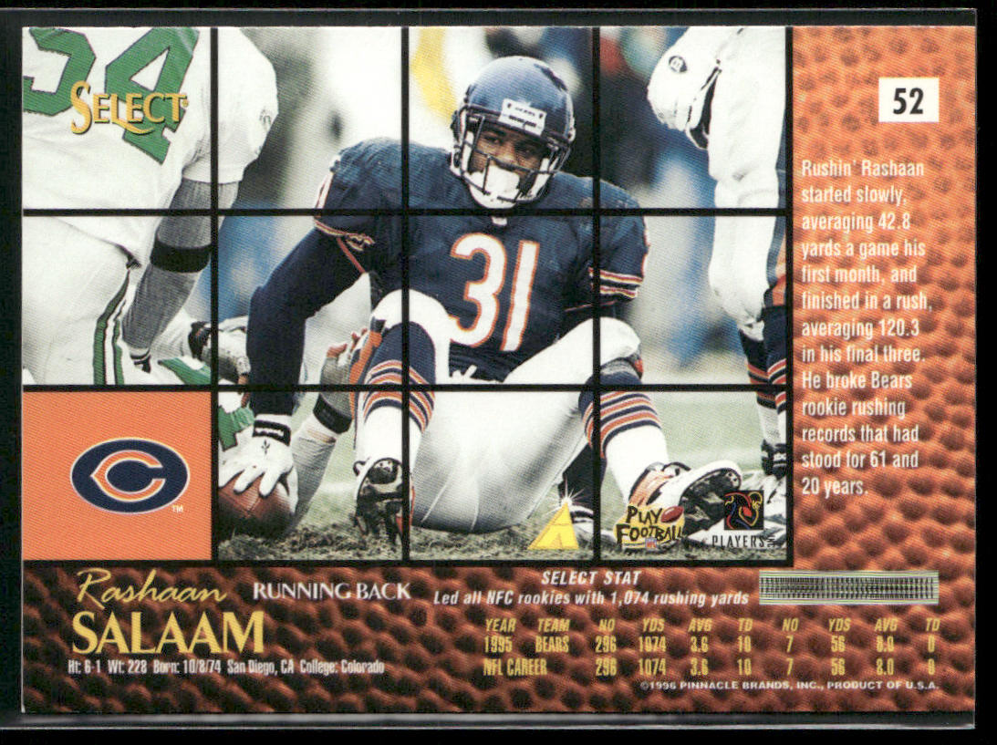 Rashaan Salaam 1996 Select #52 Chicago Bears
