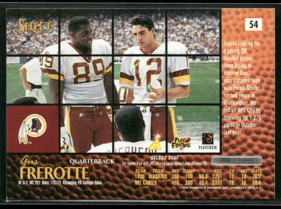 Gus Frerotte 1996 Select #54 Washington Redskins