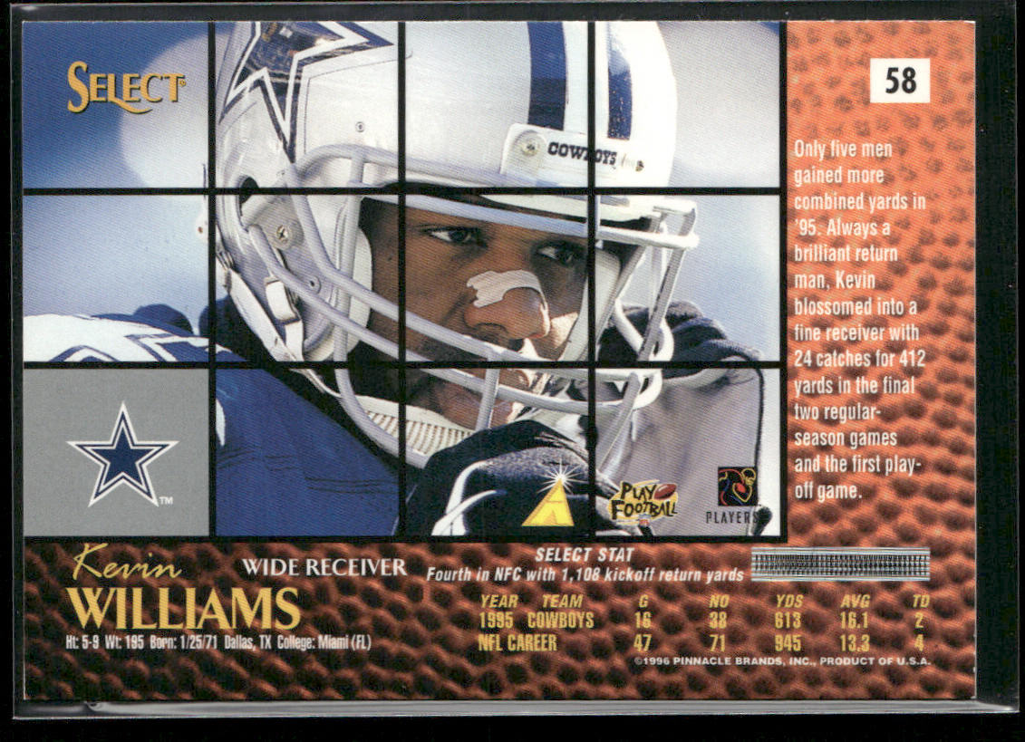 Kevin Williams 1996 Select #58 Dallas Cowboys