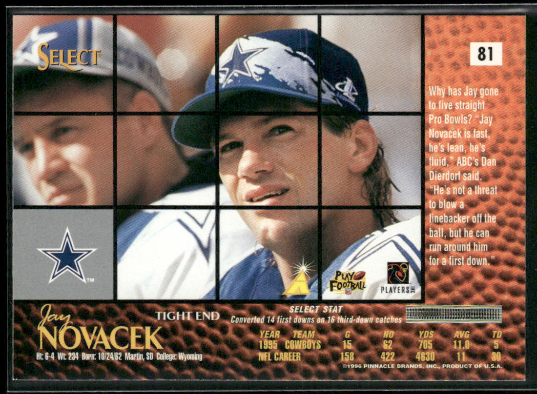 Jay Novacek 1996 Select #81 Dallas Cowboys